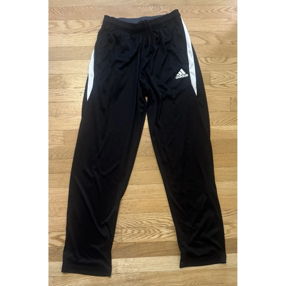 adidas Climalite Men's Track Pants Black/White M Drawstring Elastic Waist